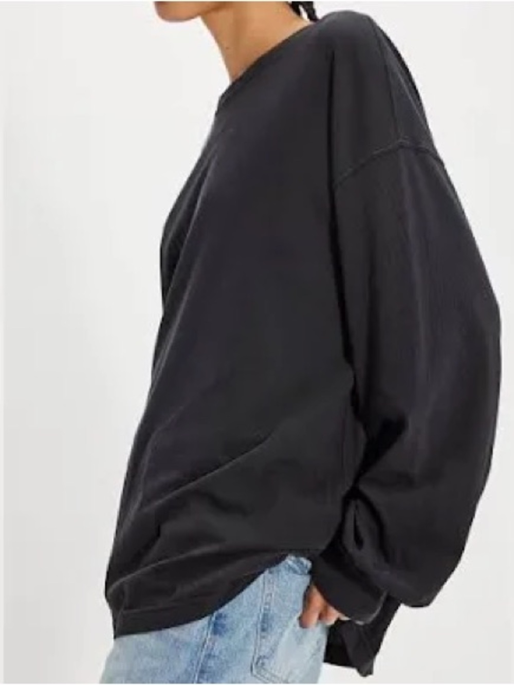 We the Free Oversized Black Crewneck Sweater for Women M